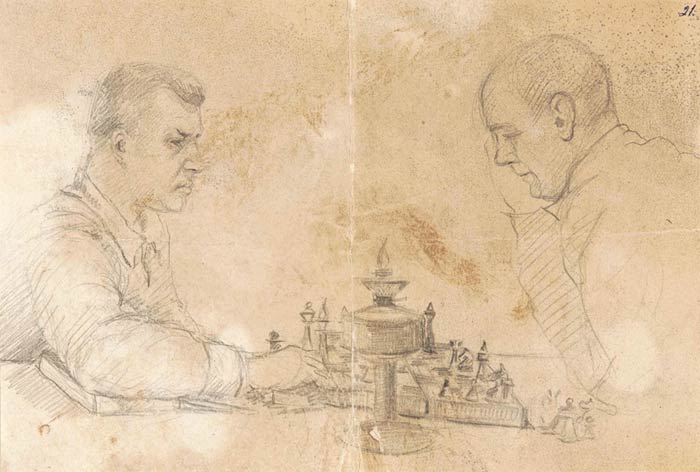Häftlinge beim Schachspiel