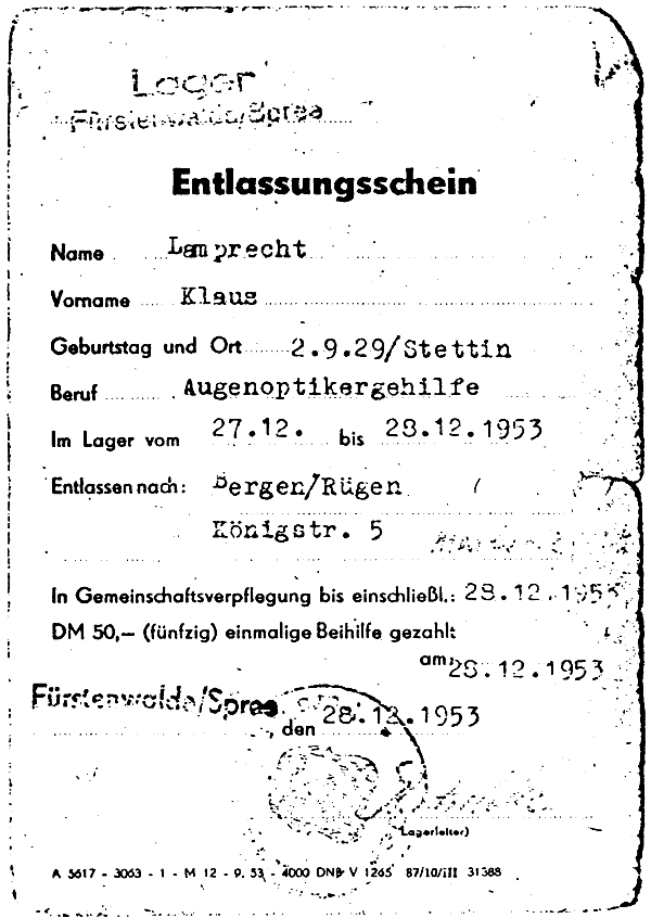 Lamprecht: Entlassungsschein