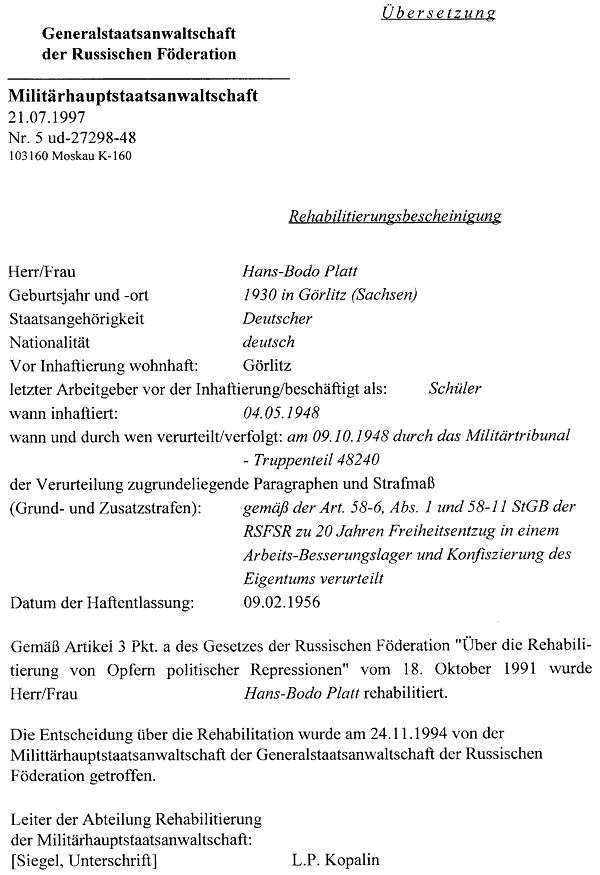 Platt: Rehabilitierung (deutsch)